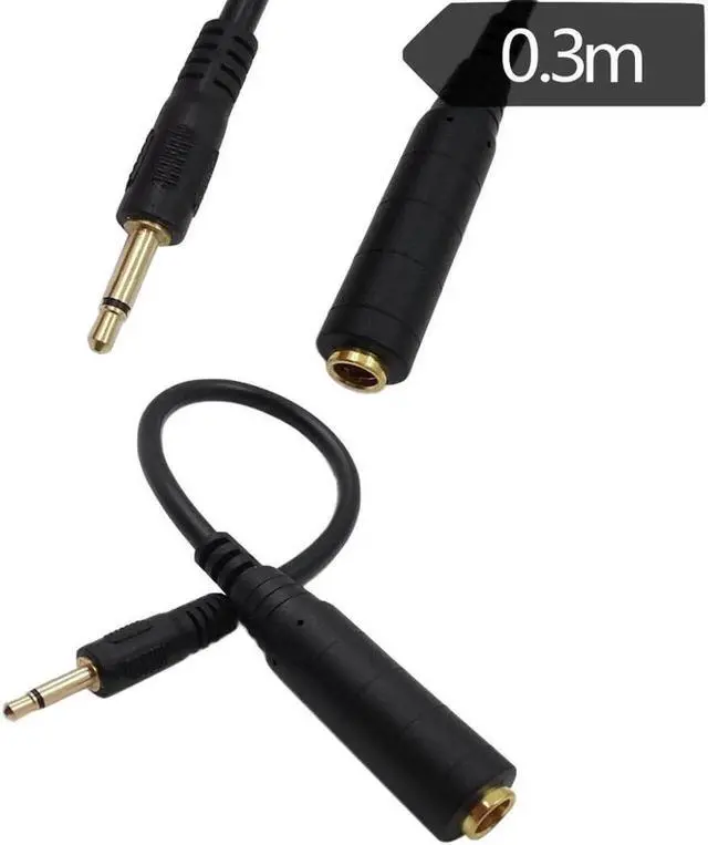 Alt view image 4 of 4 - WISDUM 1pc 1Ft 3.5mm 1/8" Male to 6.35mm 1/4 Female Mono Audio Adapter Converter Connector Cord Black Cable