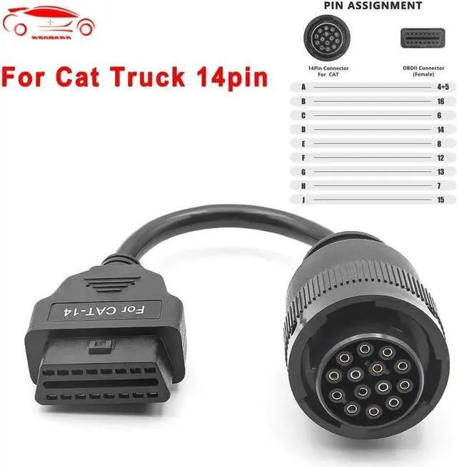 Alt view image 5 of 6 - WISDUM For Cat Truck 14pin OBD To OBD2 16Pin OBD 2 Extension Cable For Cat Truck OBD2 Connector Truck Diagnostic Scanner Tool