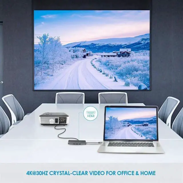 Alt view image 6 of 6 - WISDUM USB C Hub, 9-in-1 USB Type C Multiport Adapter for MacBook Pro 2018, 2017, Apple MacBook Air 2018, 4K USB C to HDMI,3 USB 3.0 &1 USB 2.0, Gigabit Ethernet, SD/TF Card Reader, Power Delivery