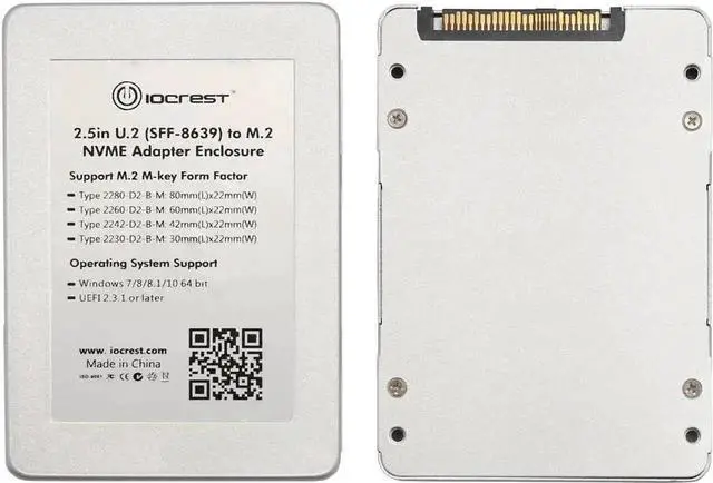 Alt view image 4 of 7 - WISDUM U.2 (SFF-8639) to M.2 M Key NVMe PCIe SSD Enclosure, M.2 M Key to U.2 Converter 2.5" Enclosure SY-ADA40112