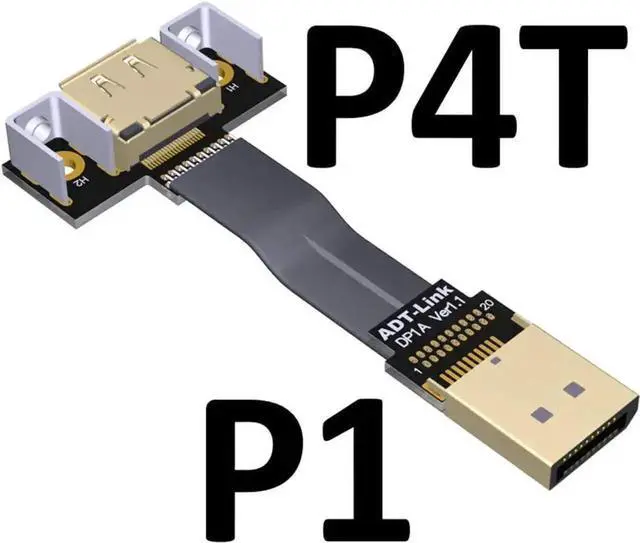 Alt view image 3 of 7 - WISDUM 3m DisplayPort Extension Cable DP FPV HDMI Cable 4K 8K 60Hz 1.4 Version Cord Elbow Angled Adapter Display Port Ribbon Flat Pitch 20pin (P1-P4T)