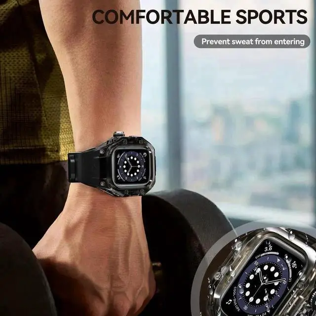 Alt view image 4 of 7 - WISDUM Waterproof Case for Apple Watch Series 10 42mm, Protective Rugged Case with Soft Silicone Band and Built-in Screen Protector for iWatch Series 10 42mm