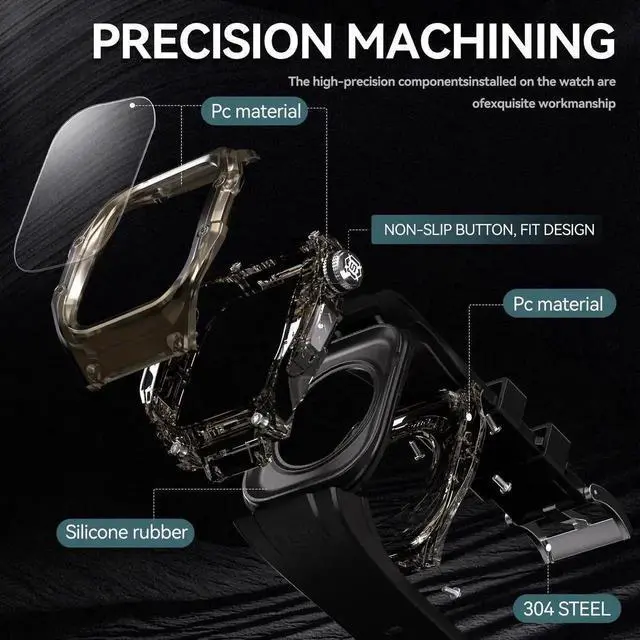 Alt view image 2 of 7 - WISDUM Waterproof Case for Apple Watch Series 10 42mm, Protective Rugged Case with Soft Silicone Band and Built-in Screen Protector for iWatch Series 10 42mm