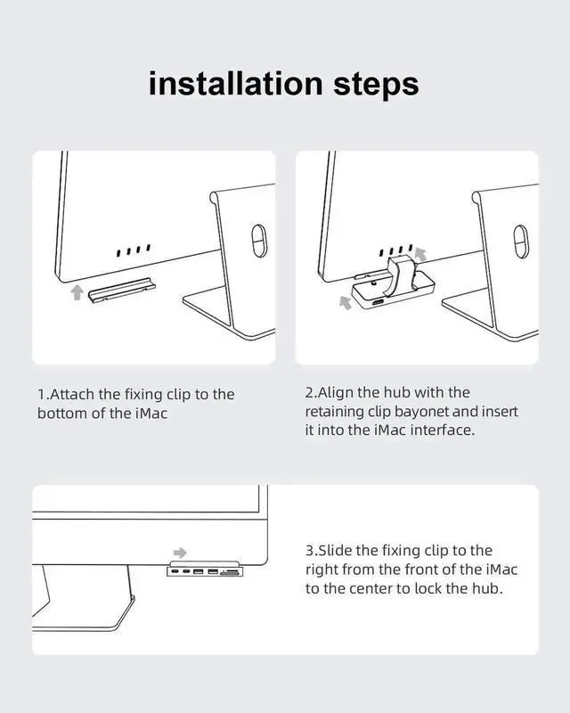Alt view image 2 of 7 - WISDUM Hagibis iMac Hub with USB C 3.1, USB 3.0 Ports and SD/Micro SD Card Reader, USB-C Clamp Hub USB C Docking Station for 2021 iMac 24 inch (Without HDMI)