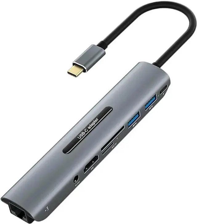 Alt view image 4 of 7 - WISDUM Docking Station Card USB-C 3.0 HUB Type to VGA RJ45 PD Reader Compatible with MacBook Pro USB 4K Splitter (V163B 8in1)