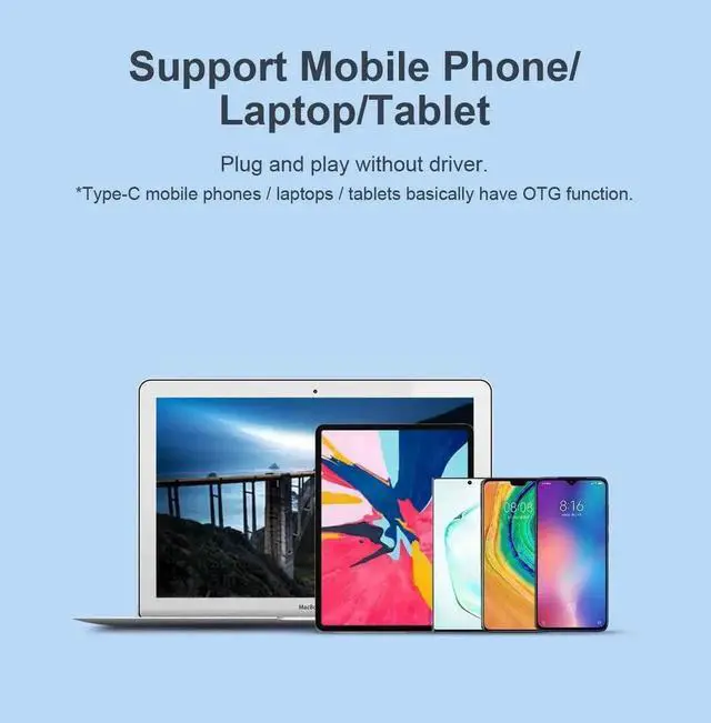 Alt view image 7 of 7 - WISDUM Hagibis USB-C Hub, Type-C Cable OTG Adapter with USB 3.0, USB 2.0, USB C Portable Extension Cable for MacBook Pro, iPad Pro, ChromeBook, XPS, Samsung Galaxy S10/S9, Surface (USB x 3)