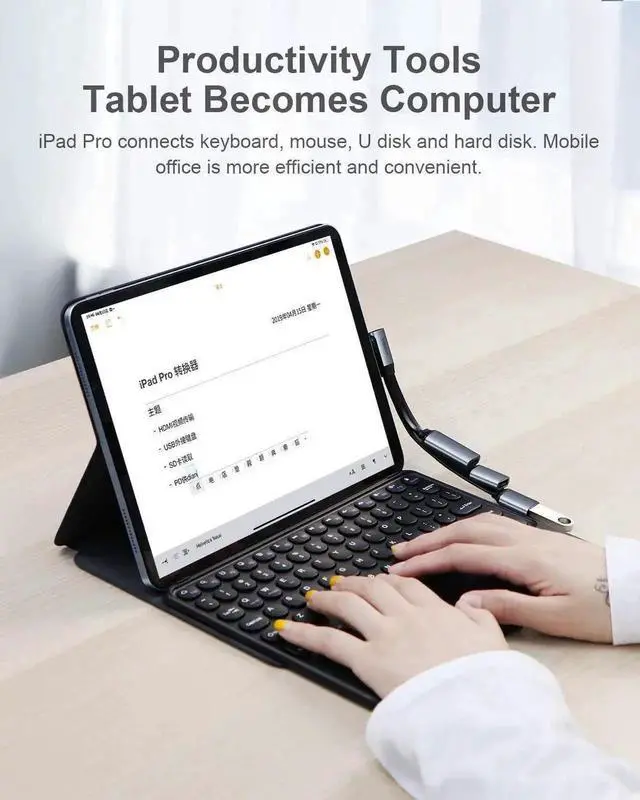 Alt view image 4 of 7 - WISDUM Hagibis USB-C Hub, Type-C Cable OTG Adapter with USB 3.0, USB 2.0, USB C Portable Extension Cable for MacBook Pro, iPad Pro, ChromeBook, XPS, Samsung Galaxy S10/S9, Surface (USB x 3)