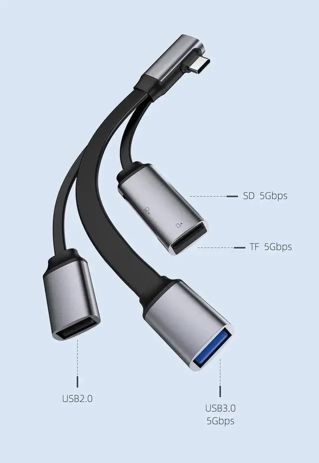 Alt view image 5 of 7 - WISDUM Hagibis USB-C Hub, Type-C Cable OTG Adapter with USB 3.0, USB 2.0, USB C Portable Extension Cable for MacBook Pro, iPad Pro, ChromeBook, XPS, Samsung Galaxy S10/S9, Surface (USB x 3)