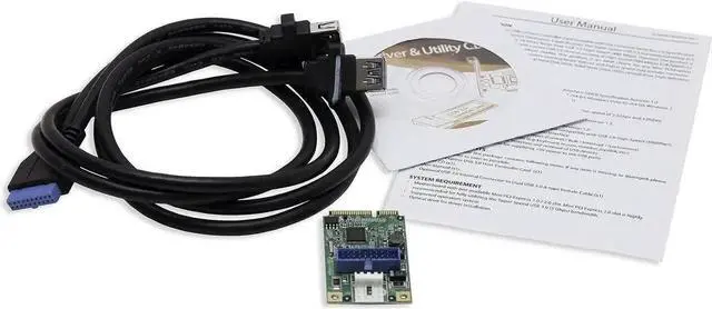 Alt view image 7 of 7 - WISDUM 19-Pin USB 3.0 Header Mini PCI-Express Card with Female USB 3.0 Cable SD-MPE20142