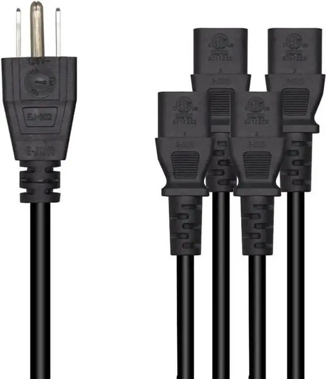 Alt view image 2 of 5 - WISDUM Heavy Duty Nema 15 Amp to 20 Amp Household AC Power Extension Cord UL/ETL Listed Nema 5-15P/5-20P to 5-15R/5-20R AC Plug Adapter 18AWG 125V 15A (3FT 5-15P to 4 * 5-15R ETL)