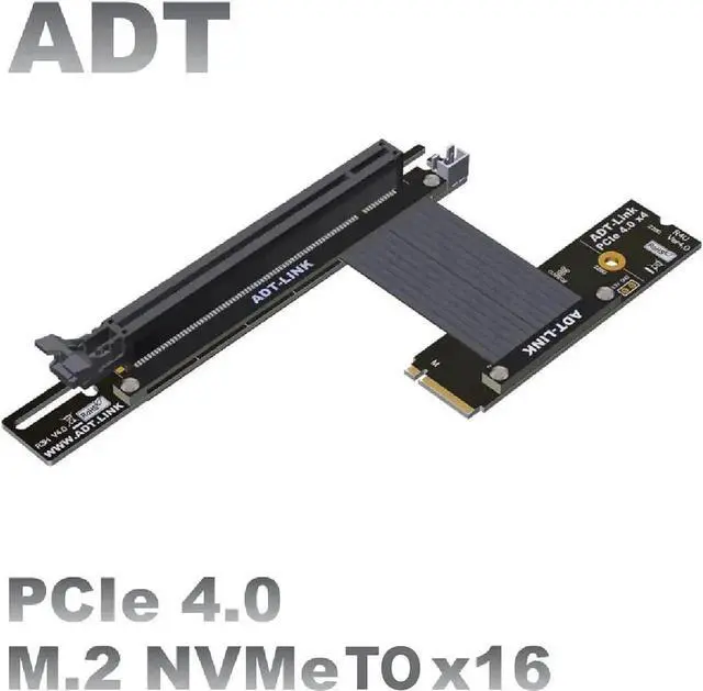 Alt view image 6 of 7 - WISDUM M.2 NVMe Key M to PCI Express 4.0 x16 Extender Adapter Cable Support M.2 NVMe SSD for GPU Graphics Video Cards with Sata Power Cable 64G/BPS (15cm,R43UH 4.0)