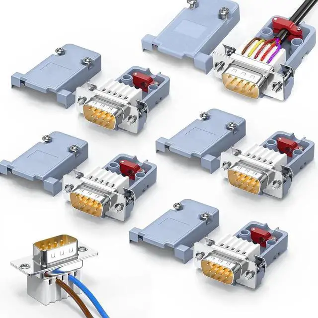 Main image of WISDUM 5Pack DB9 Breakout Connector Male, RS232/RS485 Serial adapters,D-SUB 9-pin Male to ScrewTerminal Connector Signal Module with Shell
