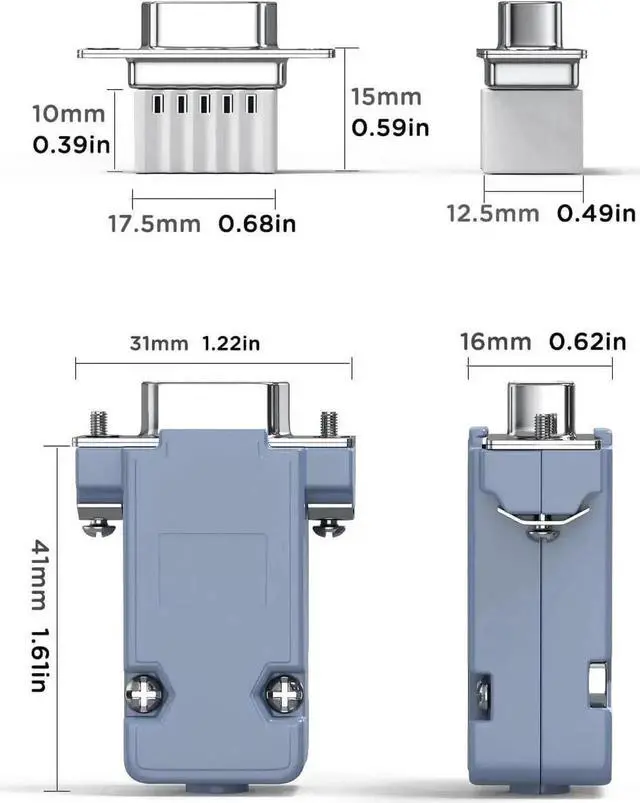Alt view image 2 of 7 - WISDUM 5Pack DB9 Breakout Connector Male, RS232/RS485 Serial adapters,D-SUB 9-pin Male to ScrewTerminal Connector Signal Module with Shell