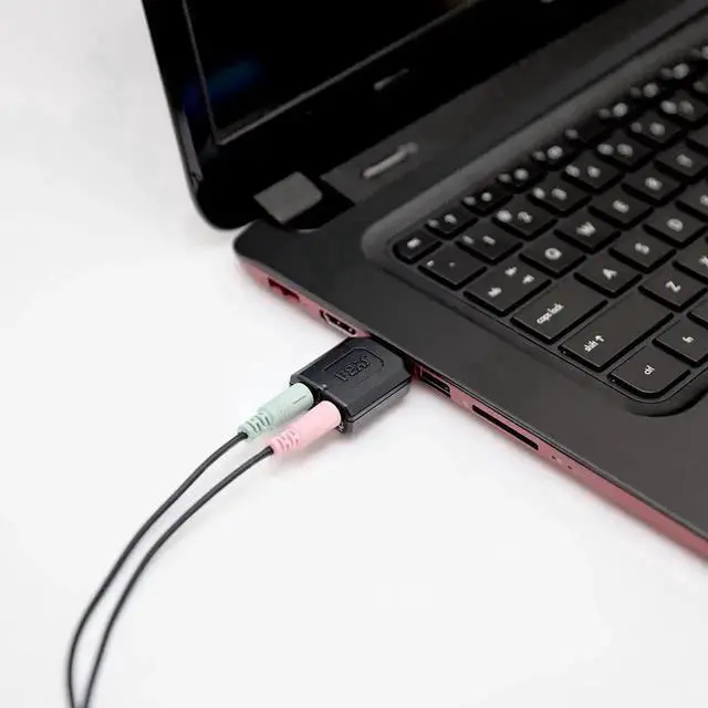 Alt view image 3 of 7 - WISDUM external USB Stereo Sound Adapter for Windows, Mac, Linux Extra Audio Source with 3.5mm Audio Mic Jack C-Media Chipset