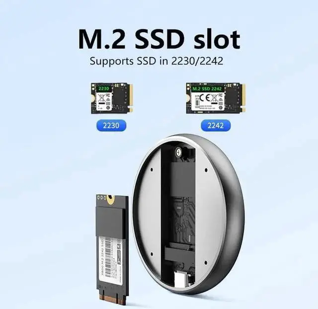 Alt view image 6 of 7 - WISDUM SSD Enclosure, External, 10Gbps M.2 NVMe to USB Adapter/Reader, Support M and B&M Keys, Size 2230/2242