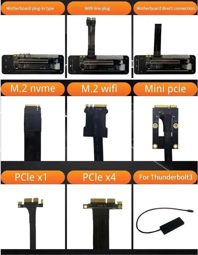 Alt view image 4 of 7 - WISDUM M.2 WiFi (A/E Key) External Graphics Card Stand Bracket w/ PCIe 3.0 4X PCI-E x4 Riser Cable Compatible with ITX STX NUC VEGA64 GTX1080ti (50cm,for M.2 NVME Dock)