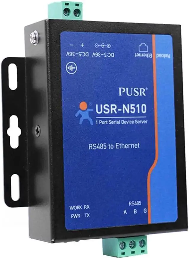 Main image of WISDUM USR-N510 New Version (H7-4) 1 Port RS485 to Ethernet Converter DC 5-36V Serial Device Server Up to 400Mhz Support Modbus RTU to Modbus TCP Virtual COM with 12V Power Adapter