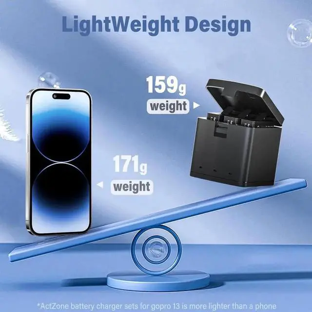 Alt view image 3 of 7 - WISDUM For Gopro Hero 13 Battery 3-Pack 2100mAh and USB Storage 3-Channel Fast Charger Fully Compatible with Go Pro Hero 13 Black