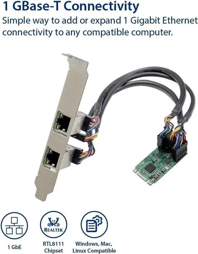 Alt view image 4 of 6 - WISDUM I/O Crest M.2 (B & M-Key) PCIe Interface Single Port Gigabit Ethernet Modules NIC RealTek RTL8111H Chipset