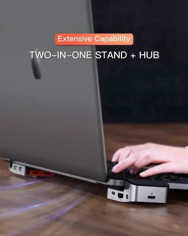 Alt view image 7 of 7 - WISDUM Baseus USB C Hub Adapter for MacBook Pro 2020/2019/2018/2017, 9-in-1 USB Type C Hub Dongle with 2 Thunderbolt 3 Ports(40Gbps), 4K HDMI, RJ45 Ethernet, USB-C Data Port, 3 USB 3.0 and Audio