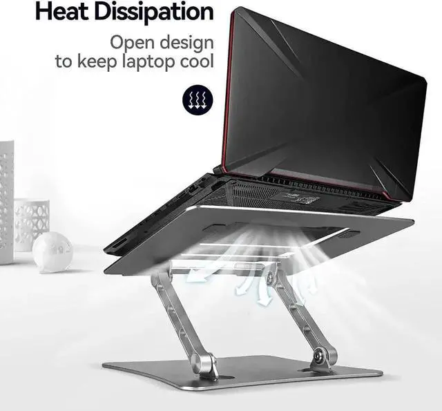 Alt view image 6 of 7 - WISDUM Bcom Laptop StandFoldable Aluminum Alloy Computer StandErgonomically Adjustable Laptop Stand for DeskLaptop HolderCompatible with 10 to 17 inches LaptopsMacBook Stand for Office and HomeGray