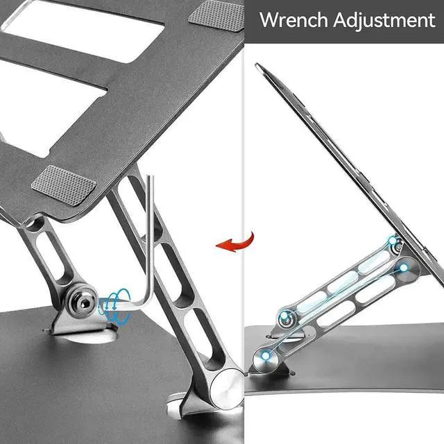 Alt view image 4 of 7 - WISDUM Bcom Laptop StandFoldable Aluminum Alloy Computer StandErgonomically Adjustable Laptop Stand for DeskLaptop HolderCompatible with 10 to 17 inches LaptopsMacBook Stand for Office and HomeGray