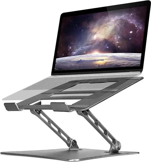 Main image of WISDUM Bcom Laptop StandFoldable Aluminum Alloy Computer StandErgonomically Adjustable Laptop Stand for DeskLaptop HolderCompatible with 10 to 17 inches LaptopsMacBook Stand for Office and HomeGray