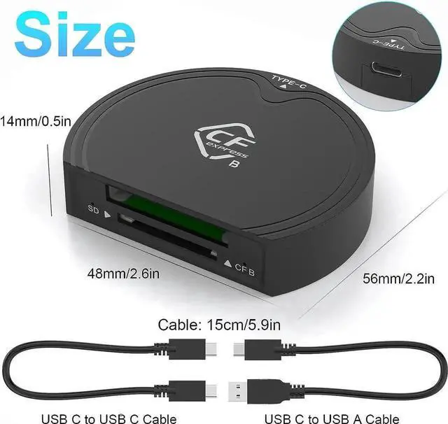 Alt view image 2 of 7 - WISDUM CFexpress Type B and SD UHS-II Dual-Slot Memory Card Reader,USB 3.2 Gen 2 Type B CFexpress Adapter Memory Card Reader with USB C to USB C/USB A Cable,Compatible with Windows/Mac/Linux/Android