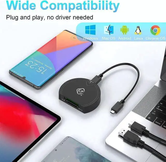 Alt view image 5 of 7 - WISDUM CFexpress Type B and SD UHS-II Dual-Slot Memory Card Reader,USB 3.2 Gen 2 Type B CFexpress Adapter Memory Card Reader with USB C to USB C/USB A Cable,Compatible with Windows/Mac/Linux/Android