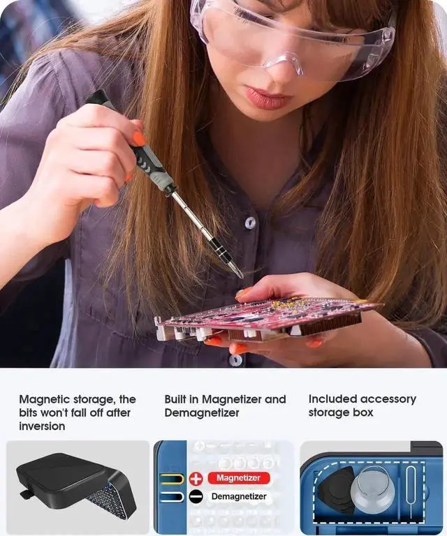 Alt view image 3 of 6 - WISDUM Precision Screwdriver Set, Laptop Repair Tool Kit, Kingsdun 130 in 1 Professional Computer Magnetic Screwdrivers Kit with 120 Bits Torx Star Screwdriver for PC, Xbox, Phone, Switch, Rc Car DIY