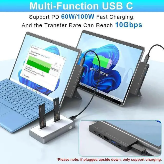 Alt view image 2 of 7 - Surface Pro 9 Pro 8 Docking Station Hub with 4K HDMI, Full-Function Type C (Display+10Gbps Data+100W PD Charging), 100M Ethernet,USB3.0,Type C Data Audio SD/TF Card Slot for Microsoft Surface Pro 9/8