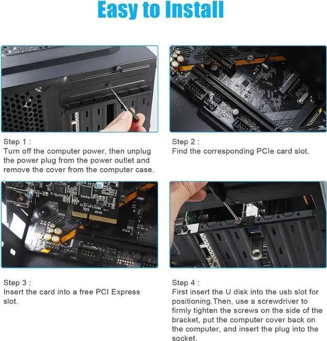 Alt view image 7 of 7 - WISDUM 8-Ports Superspeed 10Gbps USB 3.2 Gen2 PCI Express Expansion Card for Windows 11, 10, 8.x, 7, Vista, XP Desktop PCs, Built in Self-Powered Technology, (4X USB C - 4X USB A)