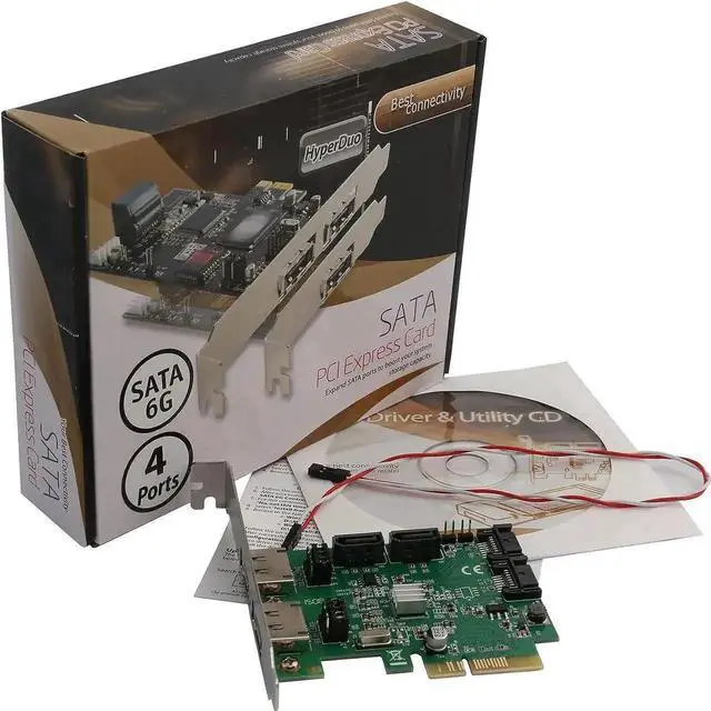 Alt view image 3 of 6 - WISDUM 4 Port SATA III Raid Hyper Duo PCIe 2.0 x 2 Card