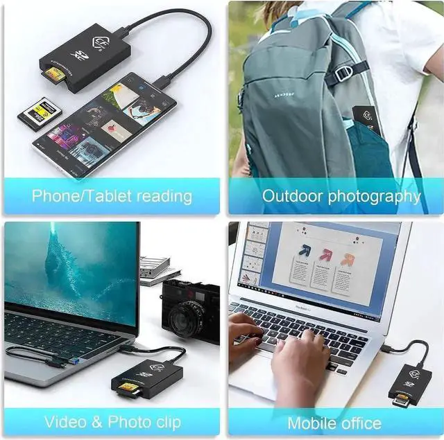 Alt view image 5 of 7 - WISDUM10Gbps CFexpress Type B and SD UHS-II Dual-Slot Memory Card Reader, USB 3.1 Gen 2 CFexpress Reader for CFexpress Type B / SD Card Read 2 Cards Simultaneously Support Windows/Android/Linux/Mac OS