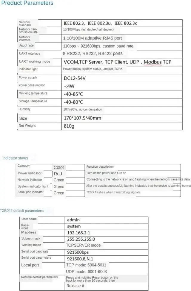 Alt view image 7 of 7 - WISDUM 8 Ports RS232 RS485 RS422 to Ethernet TCP/IP Converter Multiple Serial Device Server Switch Modbus Gateway