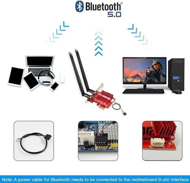 Alt view image 4 of 5 - WISDUM 3000Mbps WiFi 6 PCI Express Bluetooth 5.1 Adapter Dual Band 2.4G/5GHz 802.11ac/ax AX200 PCIe Wireless Network Card