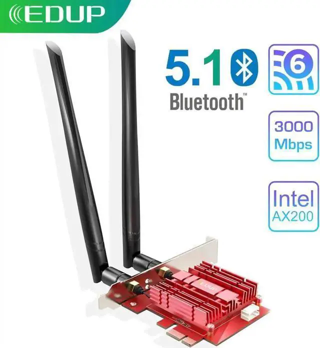 Main image of WISDUM 3000Mbps WiFi 6 PCI Express Bluetooth 5.1 Adapter Dual Band 2.4G/5GHz 802.11ac/ax AX200 PCIe Wireless Network Card