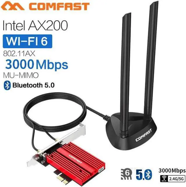 Main image of WISDUM band 3000Mbps Wifi 6 AX200NGW PCI-E 1X Wireless Adapter 2.4G/5Ghz 802.11ac/ax Bluetooth 5.0 For Win10 AX200 Network Card