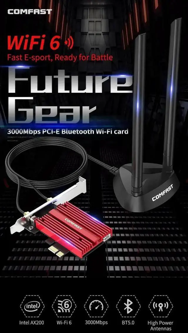 Alt view image 3 of 5 - WISDUM band 3000Mbps Wifi 6 AX200NGW PCI-E 1X Wireless Adapter 2.4G/5Ghz 802.11ac/ax Bluetooth 5.0 For Win10 AX200 Network Card