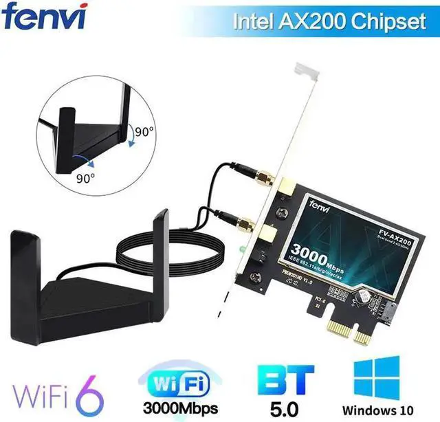 Alt view image 3 of 5 - WISDUM 2974Mbps PCIe Wifi6 Adapter AX200 Wifi Card Wireless Bluetooth 5.0 Dual Band 2.4G/5Ghz 802.11ax/ac External Magnet Antenna