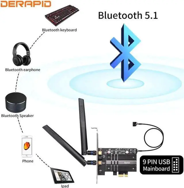 Alt view image 5 of 5 - WISDUM band 3000Mbps AX200 Desktop PCIE Wireless Adapter Wi-Fi 6 AX200NGW 2.4Gbps 802.11 ac/ax BT 5.0 FV-AX3000 Network Wlan