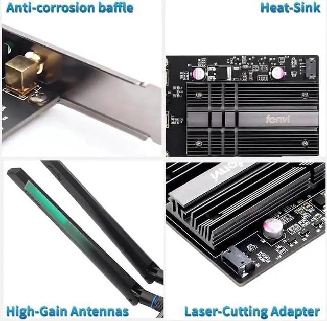 Alt view image 2 of 5 - WISDUM band 3000Mbps AX200 Desktop PCIE Wireless Adapter Wi-Fi 6 AX200NGW 2.4Gbps 802.11 ac/ax BT 5.0 FV-AX3000 Network Wlan