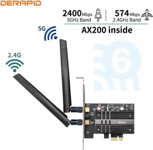Main image of WISDUM band 3000Mbps AX200 Desktop PCIE Wireless Adapter Wi-Fi 6 AX200NGW 2.4Gbps 802.11 ac/ax BT 5.0 FV-AX3000 Network Wlan