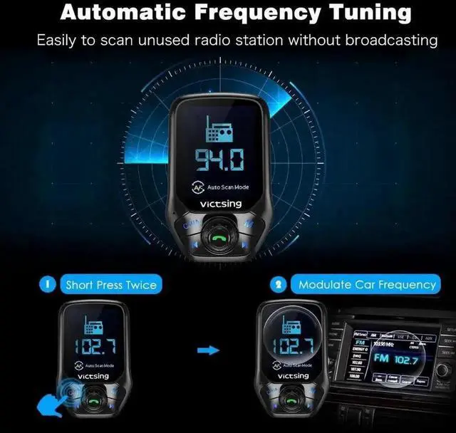 Alt view image 3 of 5 - WISDUM FM Bluetooth Transmitter Radio Adapter Car Handsfree Calling 3 USB Port with QC3.0 Fast Charge Transmitter FM Module