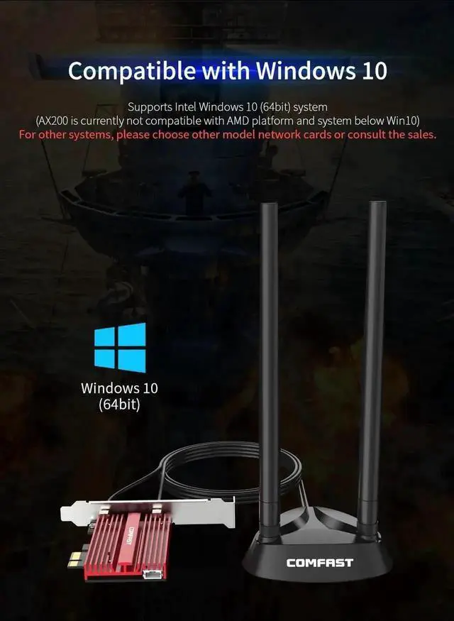 Alt view image 3 of 5 - WISDUM Wi-Fi 6 PCI-E Wireless Adapter 2.4G/5Ghz 802.11ac/ax Bluetooth 5.0 AX200NGW Wifi Card For AX200 MU-MIMO