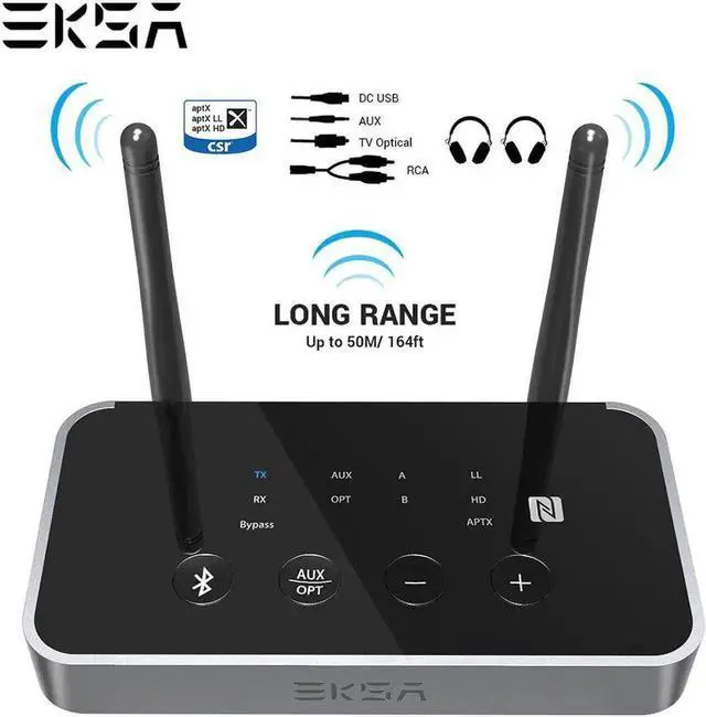 Alt view image 2 of 5 - WISDUM T04 3 in 1 Bluetooth 5.0 Audio Transmitter Receiver Wireless Adapter Optical /3.5mm AUX/SPDIF for TV Headphones