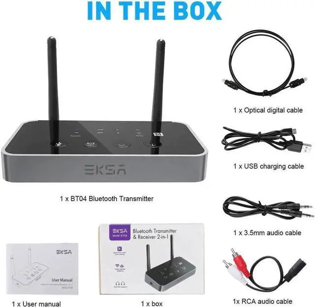 Alt view image 5 of 5 - WISDUM T04 3 in 1 Bluetooth 5.0 Audio Transmitter Receiver Wireless Adapter Optical /3.5mm AUX/SPDIF for TV Headphones