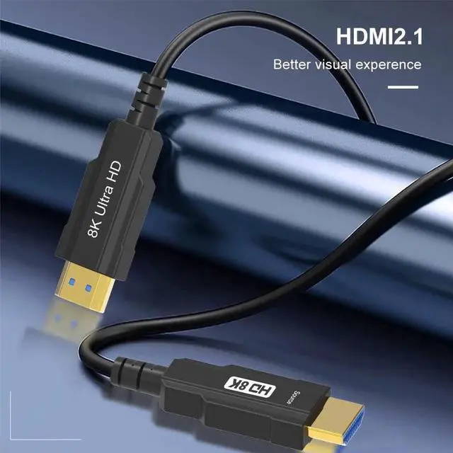 Alt view image 4 of 7 - WISDUM Ultra High Speed HDMI Cable - 33 Feet - Long cable in-Wall, 8K@120Hz, Dynamic HDR, 48Gbps, Fiber Optic, Earc, Ycbcr 4