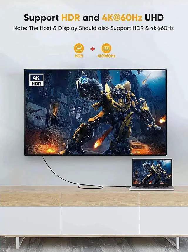 Alt view image 7 of 7 - WISDUM CableCreation Active DisplayPort Male to HDMI Male Cable 4K@60Hz HDR Bundle with 6FT Braided Active DP to HDMI Cable