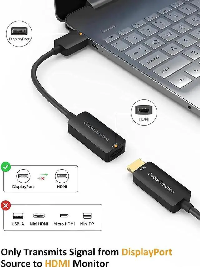 Alt view image 6 of 7 - WISDUM 10FT HDMI Male to Male Cable Bundle with Active DisplayPort to HDMI Adapter 4K@60Hz